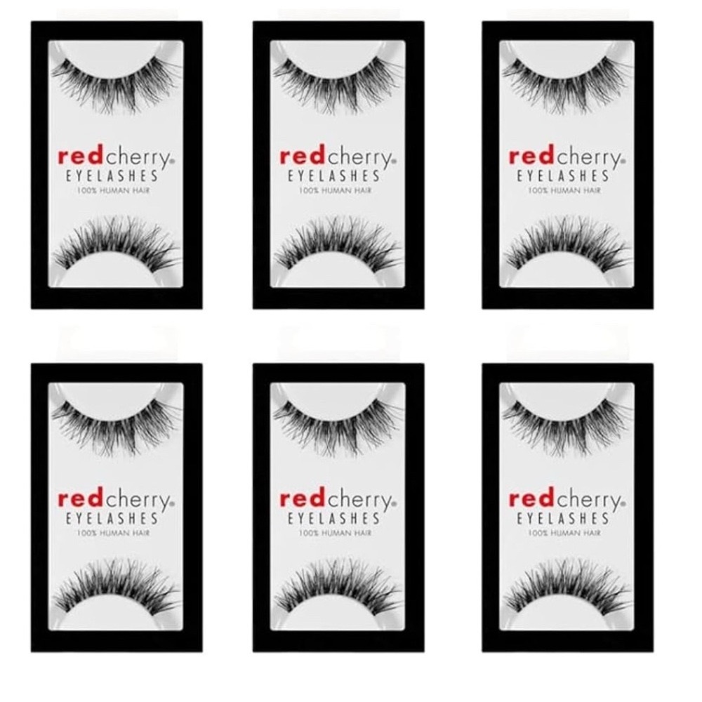 11 Pairs- Red Cherry #WSP Black Human Hair Eyelashes - Picture 2 of 5